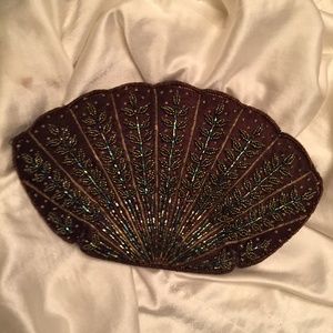 Vintage Brown, Beaded Evening Clutch